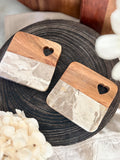 The wood & marble heart coaster
