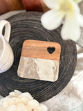 The wood & marble heart coaster