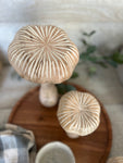 carved wooden mushroom