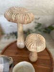carved wooden mushroom