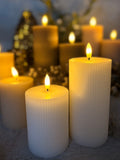 Ribbed battery operated pillar candles