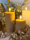Ribbed battery operated pillar candles
