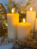 Ribbed battery operated pillar candles