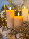 Ribbed battery operated pillar candles