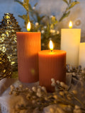 Ribbed battery operated pillar candles