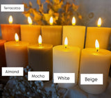 Ribbed battery operated pillar candles