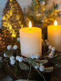 Ribbed battery operated pillar candles