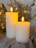 Ribbed battery operated pillar candles