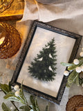 Vintage Christmas dove tree print