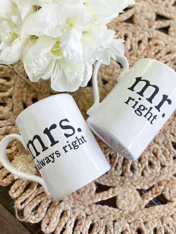 Mr & Mrs right Mug Set