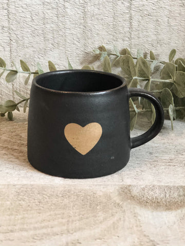 The Gold Heart Mug - black