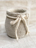 Basket Weave Clay Pot For Plants | White Planter Canada | La Belle Vie